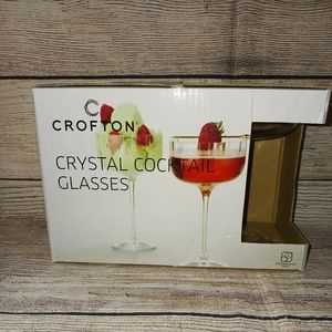 CROFTON CRYSTAL COCKTAIL GLASSES, 2pc Set, New in Box, Crystalline Glass